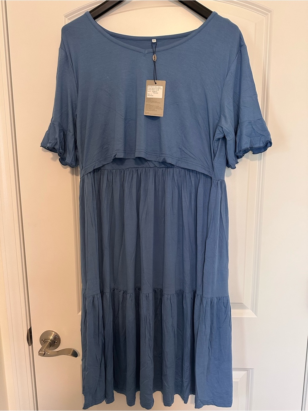Small show dusty blue nursing dress. V- neck A line knee dress  2X